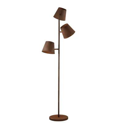 Piantana moderna in metallo grezzo ruggine, 3 luci E27, 51x165cm