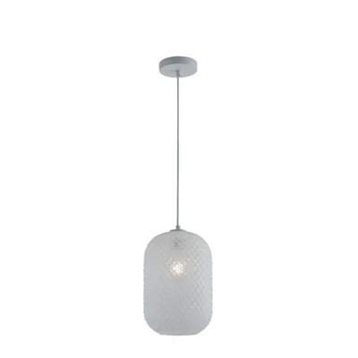 Lampadario elegante in vetro cristallo bianco, lampadina E27, 20x150cm