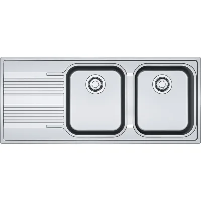 PRONTA CONSEGNA - Franke: Lavello due vasche con gocciolatoio sinistro da incasso SRX 621 101.0356.894 in acciaio inox da 116 cm