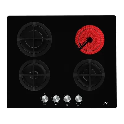 Master Kitchen Piano cottura misto gas/elettrico MKMC 603C101-PR C BK in vetroceramica nero da 60 cm