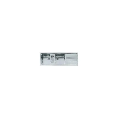 Alpes Lavello semifilo a due vasche con bacinella e gocciolatoio a destra F 5149/2V1B1S in acciaio inox da 149x51 cm