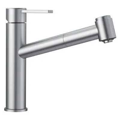Blanco Miscelatore monocomando con doccetta estraibile AMBIS-S 1523119 finitura acciaio massiccio