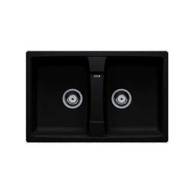 Blanco | Lavello due vasche SONA 8 1556182 finitura nero da 78x50 cm - Sopratop