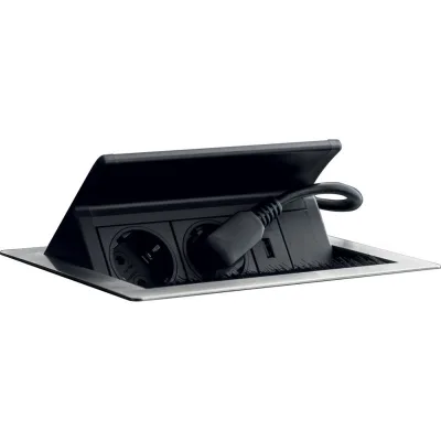 PRONTA CONSEGNA - Barazza Portaprese da top Up da incasso e filo 1PPTU con coperchio inox AISI 304 satinato da 21 cm