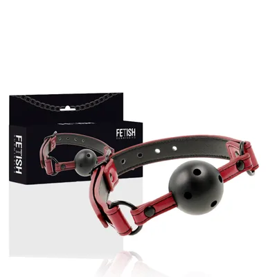 Morso BDSM Ball Gag Traspirante Nero Rosso Palla Forata Regolabile Fetish