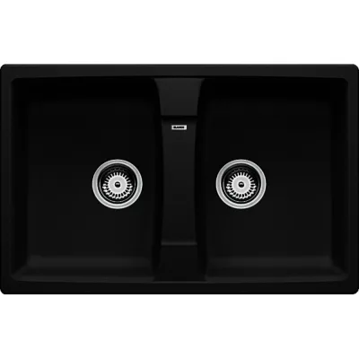 PRONTA CONSEGNA - Blanco | Lavello due vasche ZIA 8 1536182 finitura nero da 78x50 cm - Sopratop