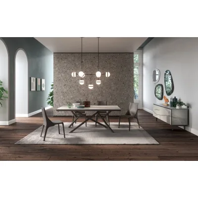 Ozzio Tavolo allungabile Random art. T251 con struttura in metallo e piano a scelta da 170x90 (224x118) cm