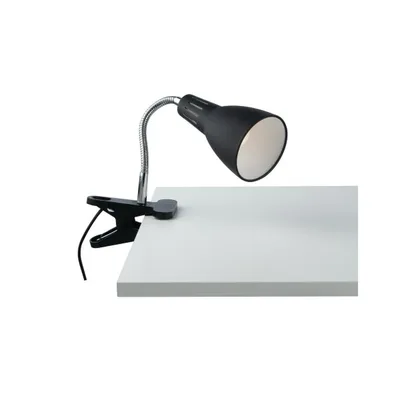 Lampada con pinza in metallo nero con diffusore orientabile, lampadina E14, 11.5x36.5cm