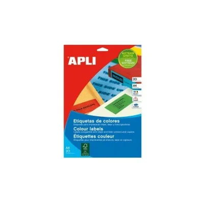 Confezione APLI 01592 480 etichette rettangolari 70x37 mm 20 fogli da 24 etichette BLU