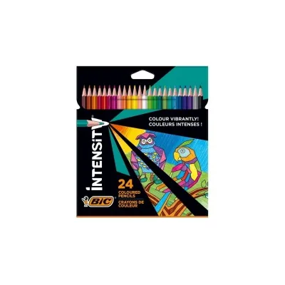 Bic Intensity Color Up Scatola 24 Colori Assortiti Matite Triangolari Piombo ultraresistente 3,20mm