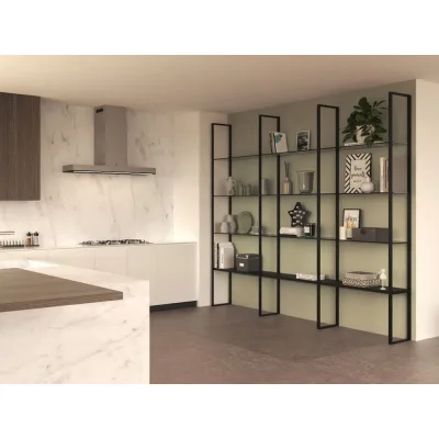 X.ABITAre Libreria a parete Look art. DL2022 con struttura in alluminio da 220 cm - Composizione 8