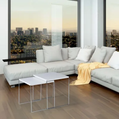 Maconi Coppia tavolini New Line 1142 con piano in legno serie Coffee Table collection