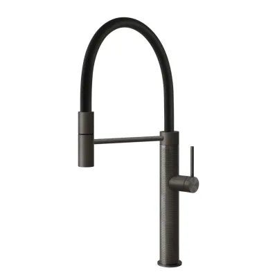 Gessi Miscelatore semi pro monocomando con doccetta estraibile Kitchen Cesello 60014 707 finitura Black Metal Brushed - IN PROMOZIONE FINO AL 6/07