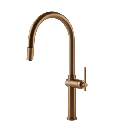 Gessi Miscelatore monocomando con doccetta estraibile Habito 60672 726 finitura Warm Bronze Brushed