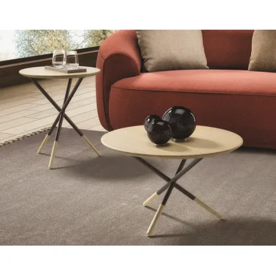 Maconi Tavolino rotondo Roma 1020 con piano in legno da Ø46 cm e h. 52 cm