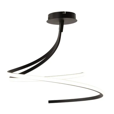 Plafoniera LED nera spirale moderna in alluminio, 40W, CCT, 60x58cm
