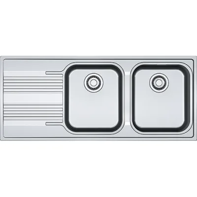 Franke: Lavello due vasche con gocciolatoio a sinistra Smart SRX 621 101.0356.896 finitura inox satinato da 116x50 cm