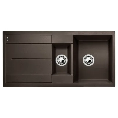 Blanco Lavello una vasca con vaschetta e gocciolatoio METRA 6 S 1515046 finitura caffè da 100x50 cm - Sopratop