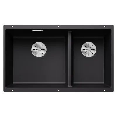Blanco Lavello a due vasche SUBLINE 430/270-U Dark Steel 4525991 finitura nero da 75x46 cm - Sottotop