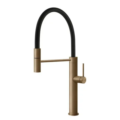 Gessi Miscelatore semi pro monocomando con doccetta estraibile Kitchen 60010 726 finitura Warm Bronze Brushed - IN PROMOZIONE FINO AL 6/07
