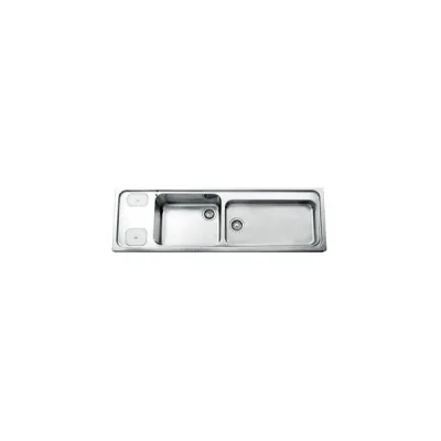 Alpes Lavello da appoggio a due vasche A5-5158/2C1V1V8 con vasca da 8 cm a destra in acciaio inox da 158x50 cm