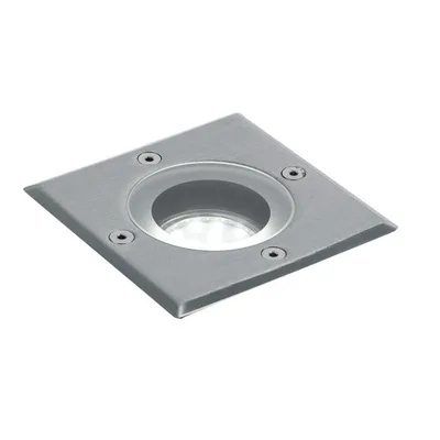 Incasso calpestabile quadrato in acciaio inox grigio, 1 lampadina GU10, 10.3x11.8cm