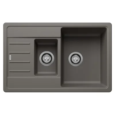 Blanco Lavello una vasca con vaschetta e gocciolatoio METRA 6 S Compact 1527297 finitura grigio vulcano da 78x50 cm - Sopratop