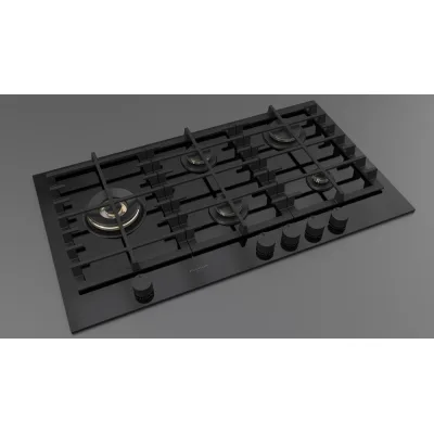 Fulgor Piano cottura a gas FPH 905 G WK BKG finitura vetro nero da 90 cm