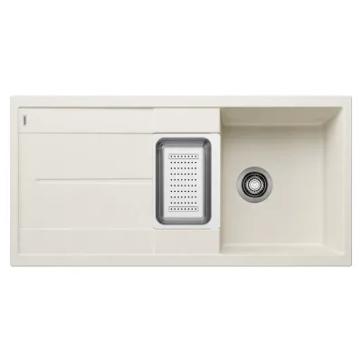 Blanco Lavello una vasca con vaschetta e gocciolatoio METRA 6 S 1527117 finitura soft white da 100x50 cm - Sopratop