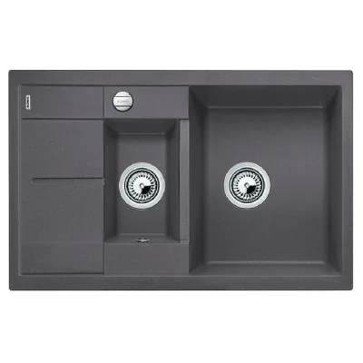 Blanco | Lavello una vasca con vaschetta e gocciolatoio METRA 6 S Compact 1518876 finitura grigio roccia da 78x50 cm - Sopratop