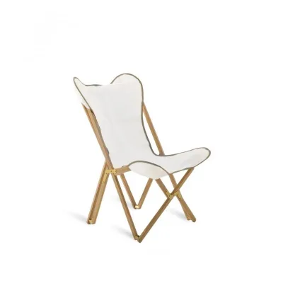 Unopiù Poltroncina pieghevole EMY con struttura in teak e telo in cotone
