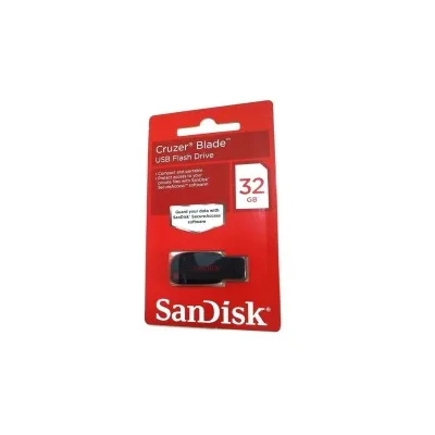 PENDRIVE Sandisk Cruzer Blade 32 GB USB 2.0 SDCZ50-032G-B35 Flash Drive Ultra Compatta Nero/Rosso