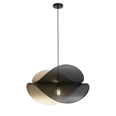 Lampadario a sospensione a doppia vela in metallo nero e oro, lampadina E27, 60x150cm