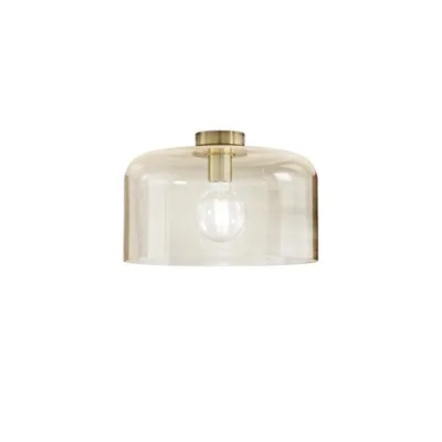 Plafoniera elegante in vetro ambra, lampadina E27, 23x35cm