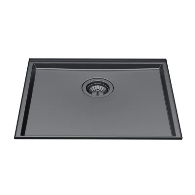 Foster Lavello una vasca 5555 246 finitura acciaio PVD gun metal da 54.6x44.6 cm