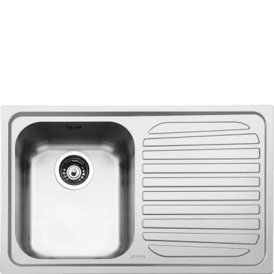 PRONTA CONSEGNA - Smeg Lavello una vasca con gocciolatoio a destra SP791D-2 finitura acciaio inox spazzolato da 79 cm
