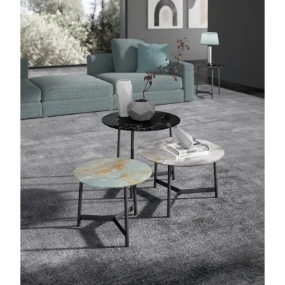Maconi Tavolino rotondo Milord 1045 con piano in melaminico da 46 cm e h. 35 cm serie Coffee Table collection