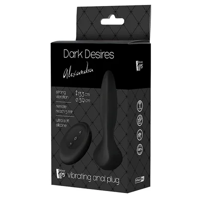 Dark Desires Alexandra plug anale 13 cm circa potente vibrazioni nero telecomando USB IPX7