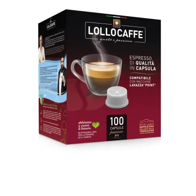 100 Capsule Miscela Dek Lollo Caffè compatibili espresso Point