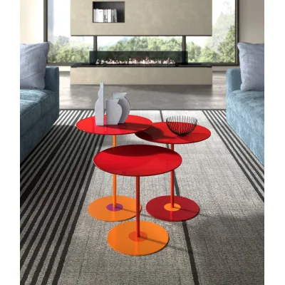 Maconi Tavolino rotondo Crystal 1031 con piano in vetro da 46 cm e h. 48 cm serie Coffee Table collection