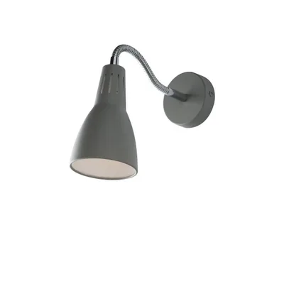 Applique in metallo grigio con diffusore orientabile, lampadina E14, 8.5x33.5cm