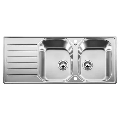 Blanco | Lavello due vasche con gocciolatoio LANTOS 8 S-IF Compact 1619713 in acciaio inox da 116x50 cm - Sopratop/Filotop