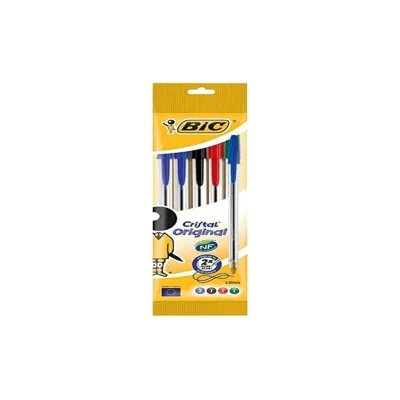 Bic Cristal Original Conf. da 5 penne a sfera Punta media 1,0mm Linea 0,40mm colori vari 802054