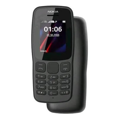 NOKIA 106 DUAL SIM 1.8" A COLORI BAR PHONE TASTIERA RADIO FM TORCIA JACK 3.2mm PORTA MICRO-USB NERO