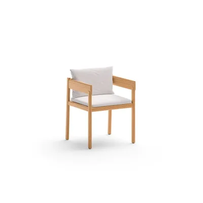 Unopiù Sedia con braccioli CORA in legno teak e corda - Con cuscino di seduta e schienale - IN PROMOZIONE FINO AL 6/07