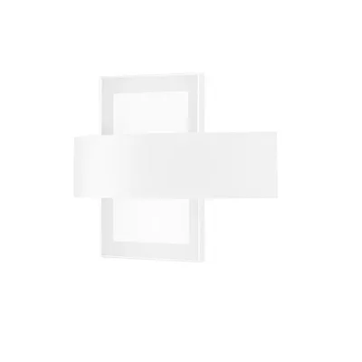 Applique da parete in metallo bianco e vetro temperato, LED da 12W, 24x12cm