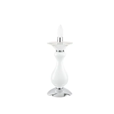 Lampada da tavolo bianco e cromo in vetro soffiato, 1 luce E14, 15x36cm