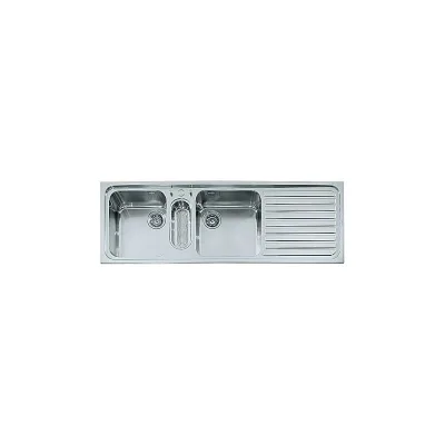 Alpes Lavello semifilo a due vasche F 5159/2V1B1S con bacinella e gocciolatoio a destra in acciaio inox da 159x51 cm