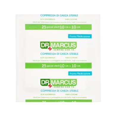 Dr Marcus Pronta Medicazione Compressa di Garza Sterile 10cmx 10 25pz