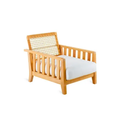 Unopiù Poltrona con schienale regolabile SYNTHESIS in teak e fibra sintetica WaProLace - Con o senza cuscino - IN PROMOZIONE FINO AL 6/07